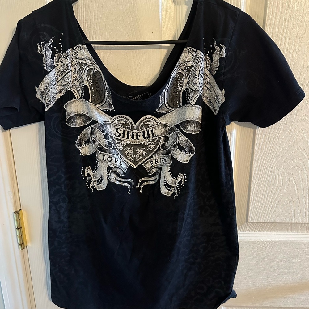 Sinful Black Graphic Short Sleeve Tee